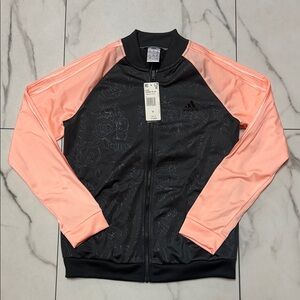 Adidas Black and Coral Floral Jacket Womens Medium New